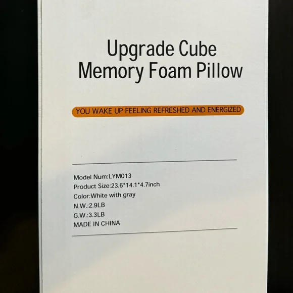 Pillow Cube Neck Pillow White Back and Side Sleepers Memory Foam Contour OW - Picture 3 of 6